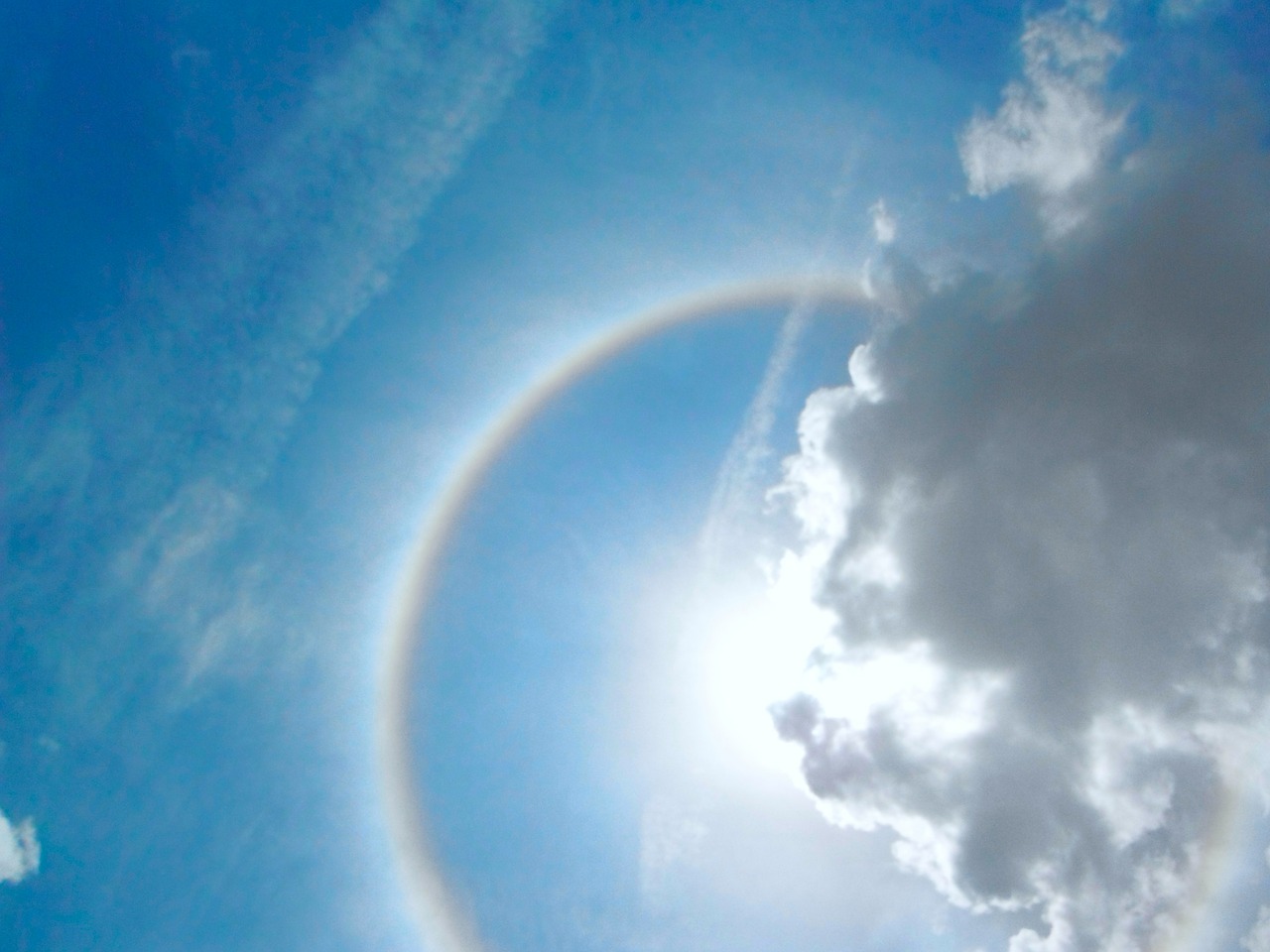 rainbow, sun, halo, cloud